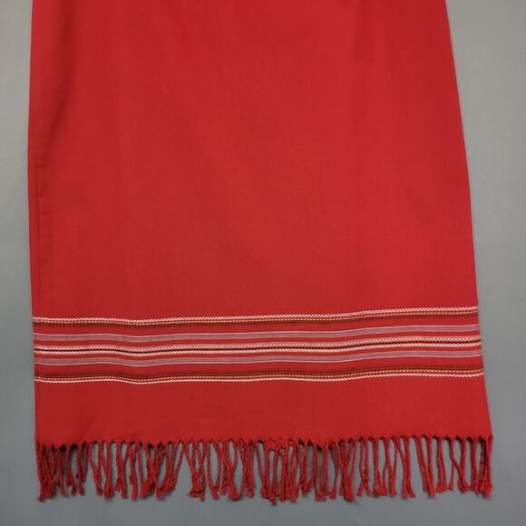 Vintage Michele Maxi Skirt Womens 14 Red Embroidered Stripes Fringe Western Boho - Picture 4 of 11